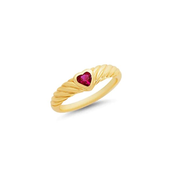 THE RUBY JUNA HEART RING - M Jewelers NY - Ring Size 5 - Picture 1 of 4
